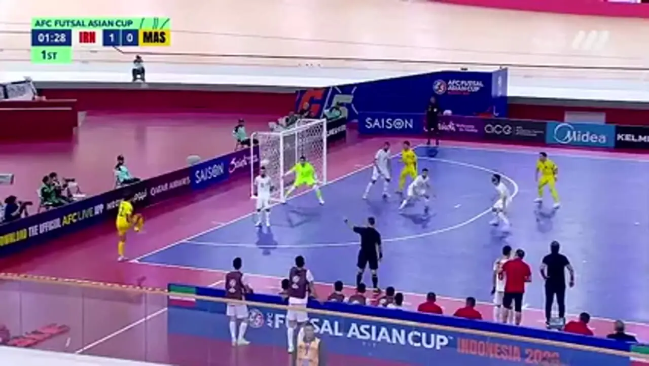 خلاصه بازی فوتسال ایران 4 - مالزی 1