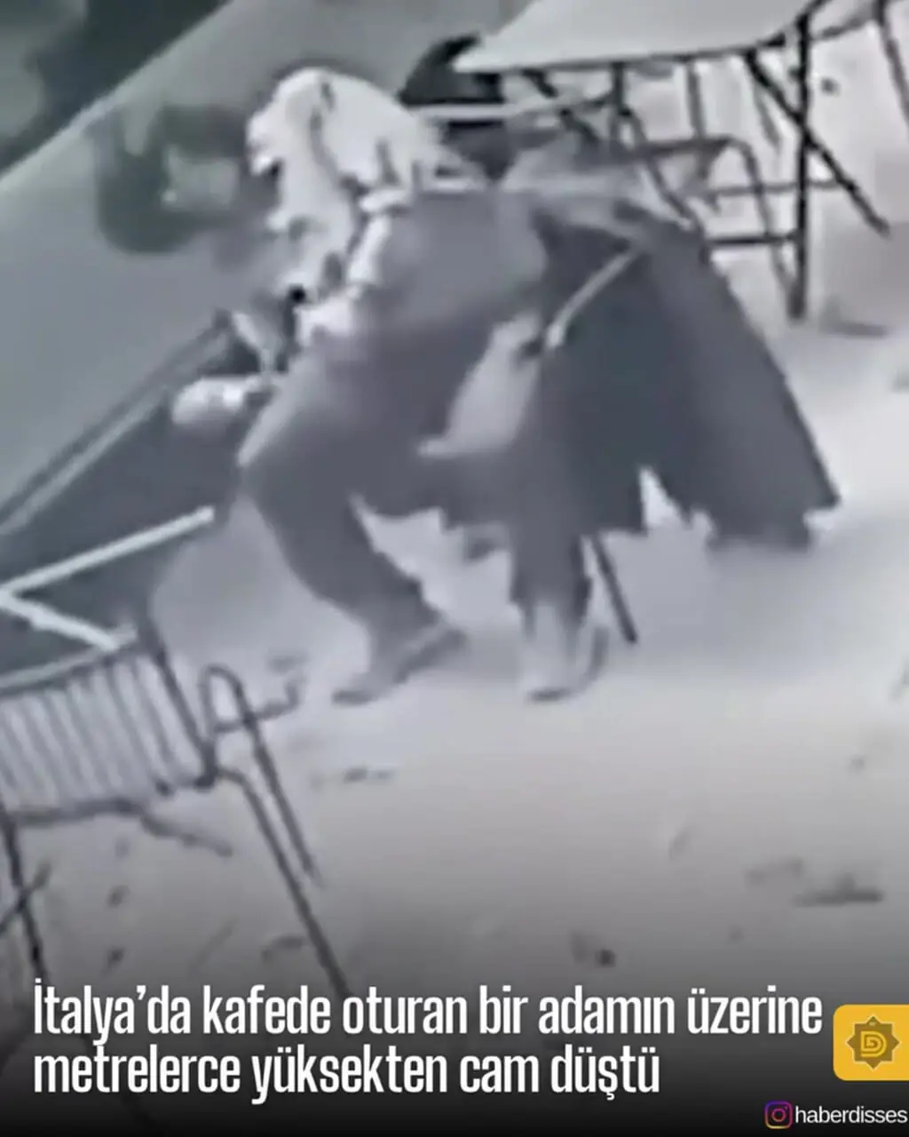 لحظه وحشتناک سقوط شیشه از ارتفاع روی سر مرد جوان