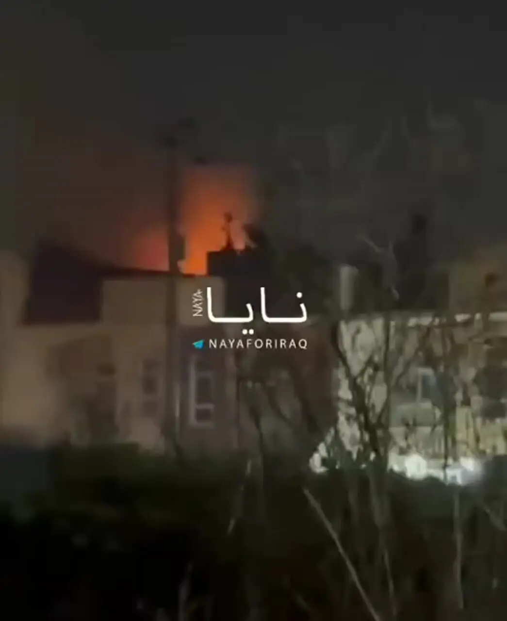 ستون دود و آتش در پی اصابت پهپاد به مقر تجزیه‌طلبان در اربیل